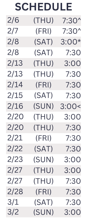 Hold These Truths Show Schedule